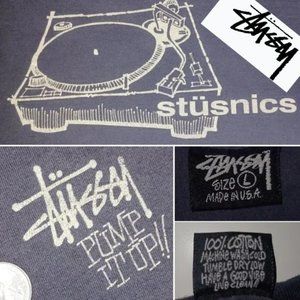 Mid 90s Archive Fashion Vintage Stüssy Stussy L Tee T-Shirt stüsnics Turntable
